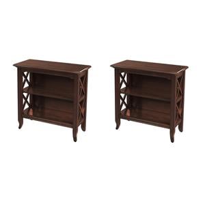 Pemberly Row Set of 2 Contemporary 2-Shelf Low Bookcases In Cherry