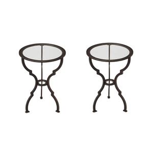 Pemberly Row Set of 2 Contemporary Metal End Tables in Black
