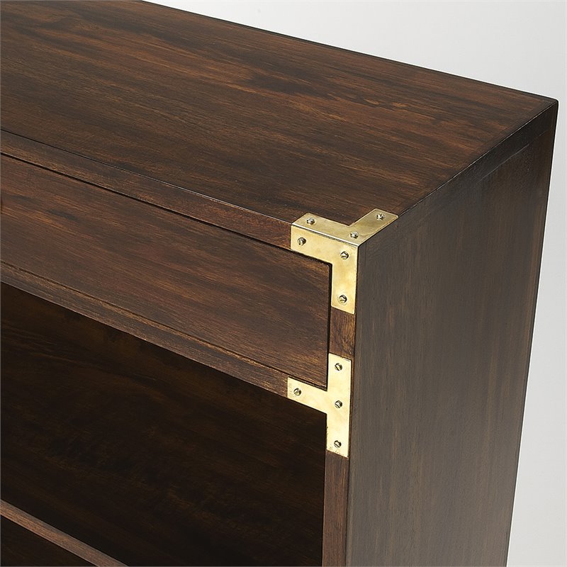 Pemberly Row Set of 2 Contemporary 2-Shelf Bookcases In Brown And Gold