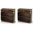 Pemberly Row Set of 2 Contemporary 2-Shelf Bookcases In Brown And Gold