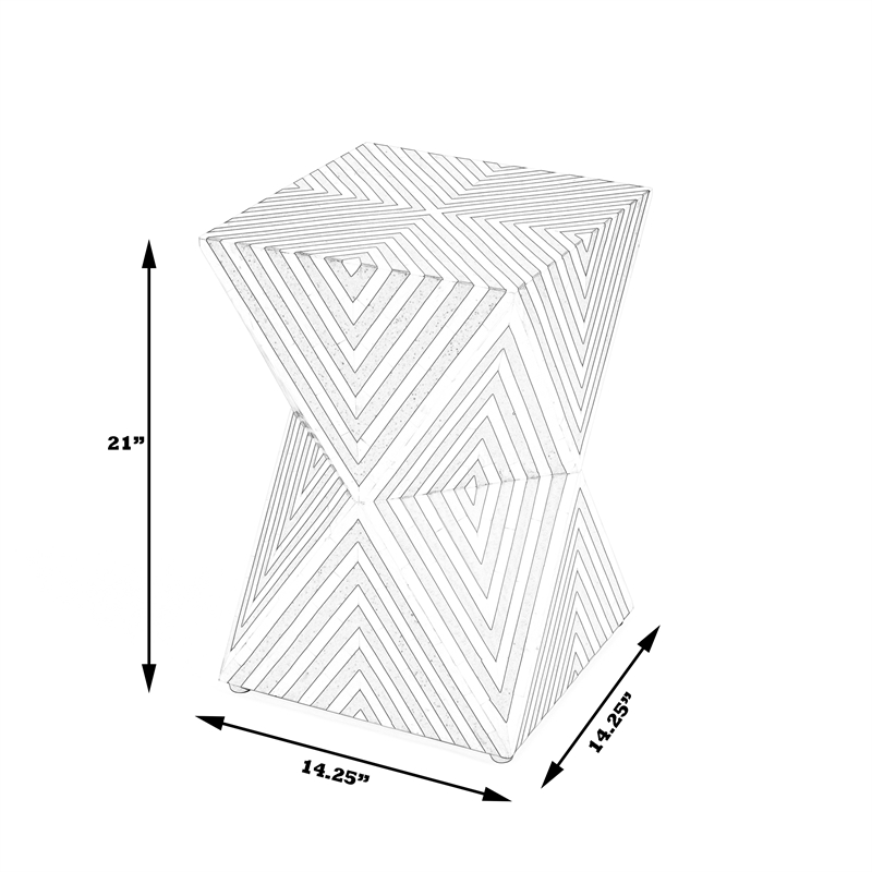 Pemberly Row Set of 2 Contemporary White And Grey Bone Inlay End Tables