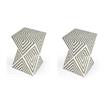 Pemberly Row Set of 2 Contemporary White And Grey Bone Inlay End Tables