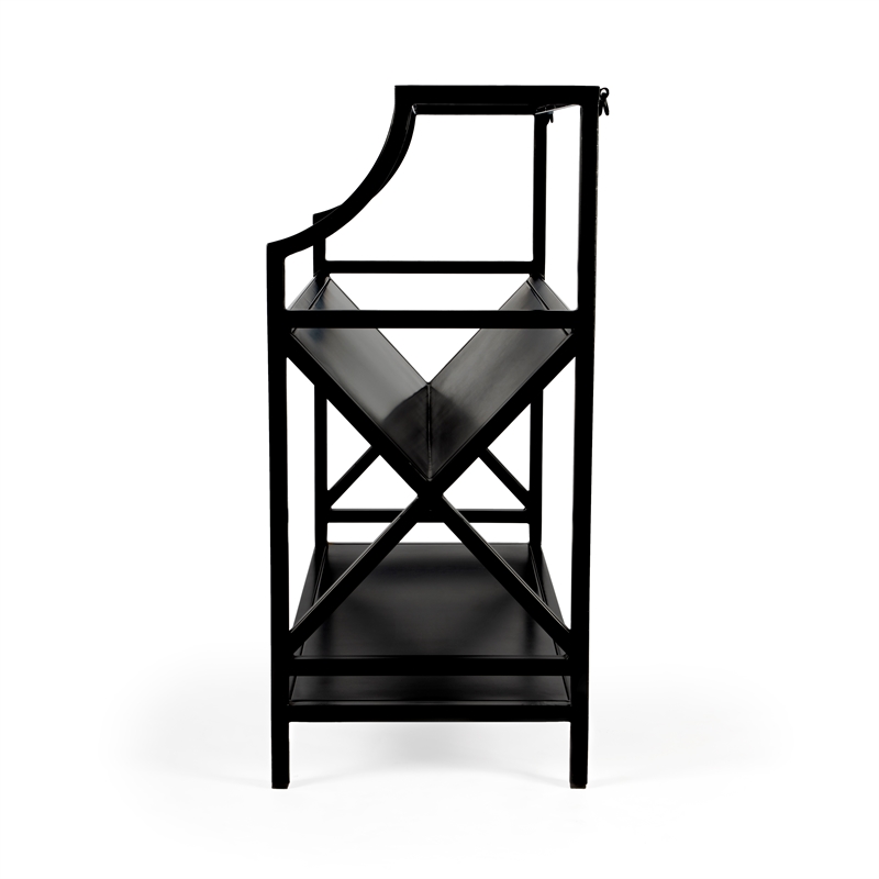 Pemberly Row Set of 2 Contemporary Library Bookcases in Black