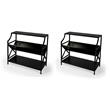 Pemberly Row Set of 2 Contemporary Library Bookcases in Black