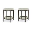Pemberly Row Set of 2 Contemporary White Marble Round End Tables