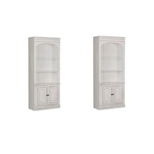 Pemberly Row Set of 2 Contemporary Bunching Bookcases in White