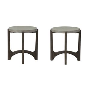Pemberly Row Set of 2 Contemporary End Tables in Dark Brown Finish