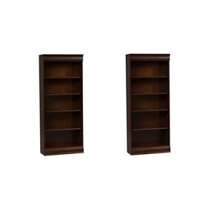 Pemberly Row Set of 2 Dark Brown Jr Executive 72&quot Bookcases (RTA)