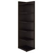 Pemberly Row Set of 2 6-Shelf Transitional Wood Corner Bookcases in Cappuccino