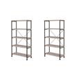 Pemberly Row Set of 2 4-Shelf Open Farmhouse Wood Bookcases in Gray