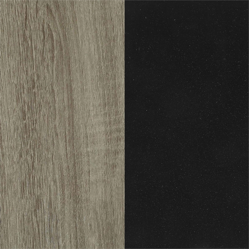 Pemberly Row Set of 2 Farmhouse Wood Square End Tables with Metal Base in Gray