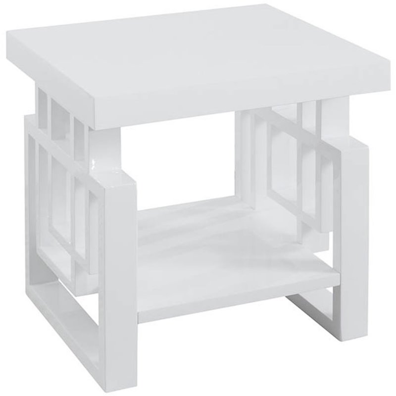 Pemberly Row Set of 2 Wood Rectangular End Tables with 1-Shelf in White