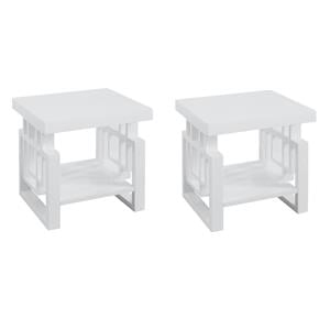 Pemberly Row Set of 2 Wood Rectangular End Tables with 1-Shelf in White