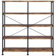 Pemberly Row Set of 2 4-Shelf Open Farmhouse Wood Bookcases in Nutmeg
