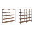 Pemberly Row Set of 2 4-Shelf Open Farmhouse Wood Bookcases in Nutmeg
