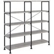 Pemberly Row Set of 2 4-Shelf Open Farmhouse Wood Bookcases in Gray