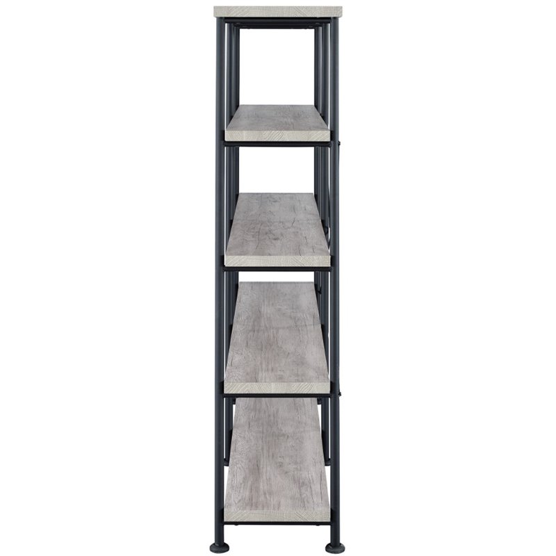 Pemberly Row Set of 2 4-Shelf Open Farmhouse Wood Bookcases in Gray