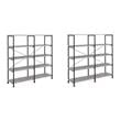 Pemberly Row Set of 2 4-Shelf Open Farmhouse Wood Bookcases in Gray