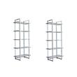 Pemberly Row Set of 2 Rectangular Metal Bookcases with 5-Shelf in Chrome