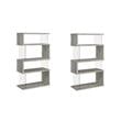Pemberly Row Set of 2 4-Shelf Contemporary Wood Bookcases in Gray