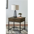 Pemberly Row Set of 2 1-Drawer Square End Tables in Brown Oak and Sandy Black