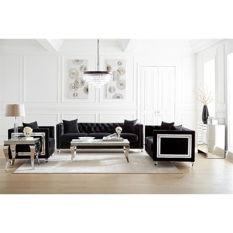 Pemberly Row Set of 2 Modern Metal Square End Tables in White and Chrome