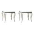 Pemberly Row Set of 2 Modern Metal Square End Tables in White and Chrome