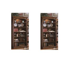 Pemberly Row Set of 2 Contemporary Open Bookcases in Cherry Wood