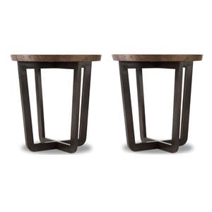 Pemberly Row Set of 2 Contemporary 25&quot Round Copper Top End Tables