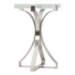 Pemberly Row Set of 2 Bubble Glass Top Accent End Tables in Chrome