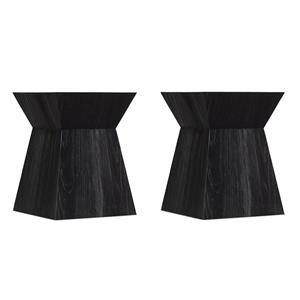Pemberly Row Set of 2 Contemporary Living Room Shou Sugi Ban End Tables