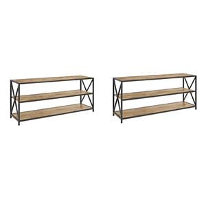 Pemberly Row Set of 2 60&quot Wide 3-Shelf Bookcases in Barnwood