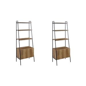 Pemberly Row Set of 2 72&quot Modern Ladder Bookcases in Reclaimed Barnwood