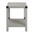 Pemberly Row Set of 2 Metal X-Shaped Frame Rustic Wood End Tables in Stone Gray