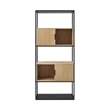 Pemberly Row Set of 2 Tall Bookcases with Closed and Open Storage - Oak/ Black