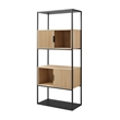 Pemberly Row Set of 2 Tall Bookcases with Closed and Open Storage - Oak/ Black