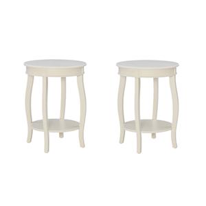 Pemberly Row Set of 2 Contemporary Wood Accent End Tables in Off White