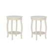Pemberly Row Set of 2 Contemporary Wood Accent End Tables in Off White