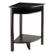 Pemberly Row Set of 2 Transitional Solid Wood Corner End Tables in Espresso
