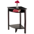 Pemberly Row Set of 2 Transitional Solid Wood Corner End Tables in Espresso