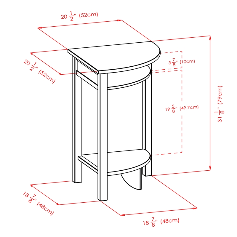 Pemberly Row Set of 2 Transitional Solid Wood Corner End Tables in Espresso