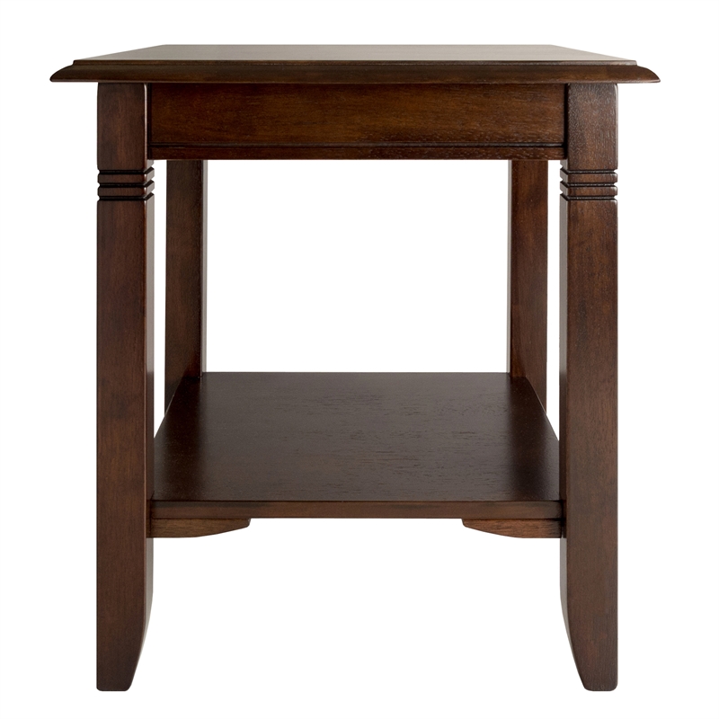 Pemberly Row Set of 2 Transitional Solid Wood End Tables in Cappuccino