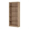 Pemberly Row Set of 2 5-Shelf Particleboard Wood Bookcases in Rustic Oak