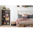 Pemberly Row Set of 2 Contemporary 4-Shelf Bookcases in Gray Maple