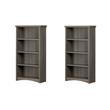 Pemberly Row Set of 2 Contemporary 4-Shelf Bookcases in Gray Maple