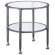 Pemberly Row Set of 2 Round Glass Top Metal End Tables in Silver