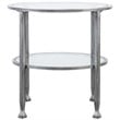 Pemberly Row Set of 2 Round Glass Top Metal End Tables in Silver