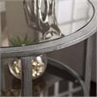 Pemberly Row Set of 2 Round Glass Top Metal End Tables in Silver