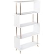 Pemberly Row Set of 2 4-Shelf Bookcases in White and Champagne