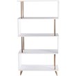 Pemberly Row Set of 2 4-Shelf Bookcases in White and Champagne